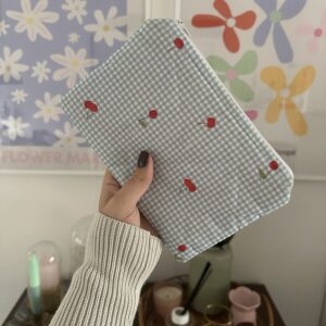 Cherry Blue Gingham Pouch / Ereader Case