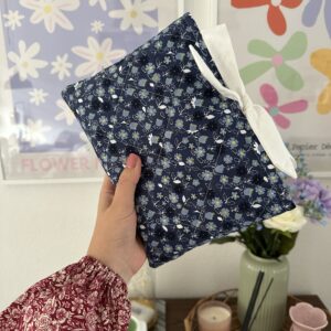 Navy Blue Floral Book Sleeve