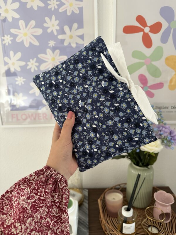 Navy Blue Floral Book Sleeve