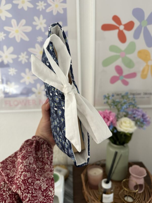 Navy Blue Floral Book Sleeve - Image 2