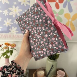Grey Floral Book Sleeve