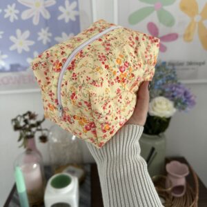 Yellow Floral Makeup Bag