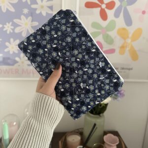 Navy Blue Floral Pouch / Ereader Case