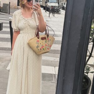 Milkmaid Dress - Ecru Floral Embroidery