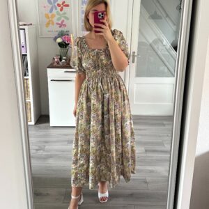 Milkmaid Dress - Green Floral