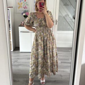 Milkmaid Dress - Green Floral