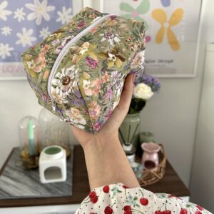 Green Floral Makeup Bag
