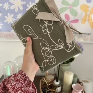 Green Broderie Book Sleeve
