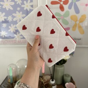 Red Hearts Makeup Pouch / Ereader Case