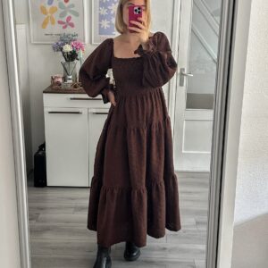 Shirred Dress - Chocolate Brown