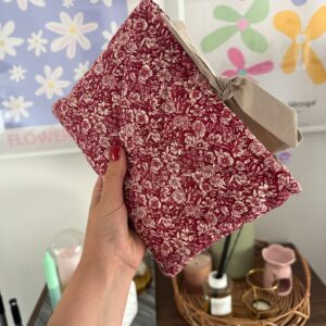 Burgundy Floral Book Sleeve